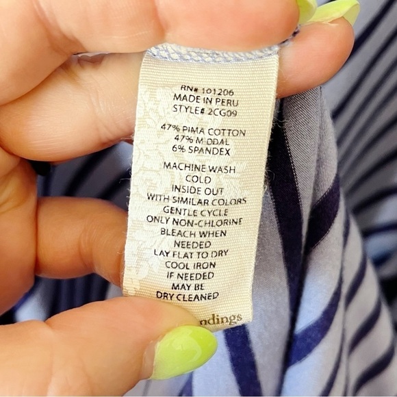 Soft Surroundings Sarina Striped Asymmetrical Midi Dress Periwinkle Pima Cotton - Picture 8 of 9